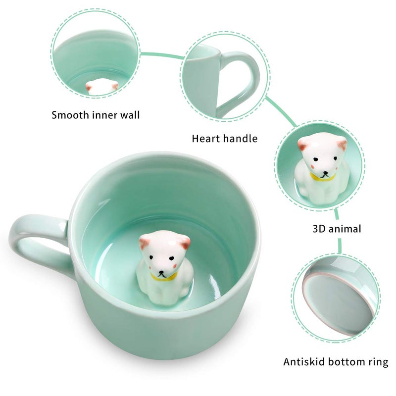 Lemon Park 3D Coffee Mug Animal Inside Cup 8 oz with Lucky Cat,Cute Cartoon Handmade Ceramics Cup,Christmas Birthday Surprise for Friends Family or Kids (Lucky Cat) - Image 3